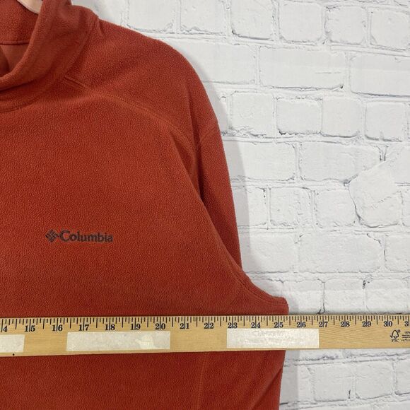 Columbia Sweater Men XL Fleece Orange Long Sleeve Polyester Light Weight Pull - Picture 7 of 10
